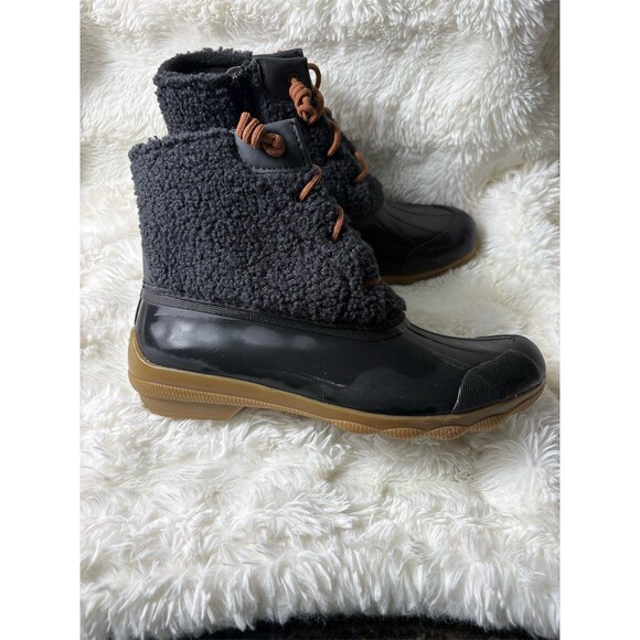 Sperry Saltwater Sherpa Duck Boots Womens 9 Navy/Black Waterproof Side Zip - Picture 5 of 8